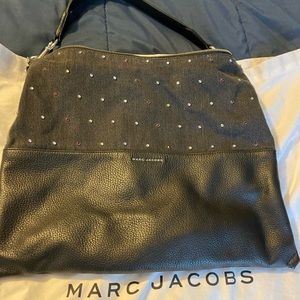 Marc jacobs leather and denim large rhinestone bag.